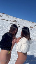 Aracely Caroline And Sister Strip On The Slopes