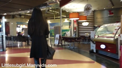 Dirty Littlesubgirl Gives Her Guy A BJ In A Supermarket