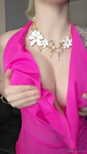 Liensue Massages Her Boobs In Pink Dress